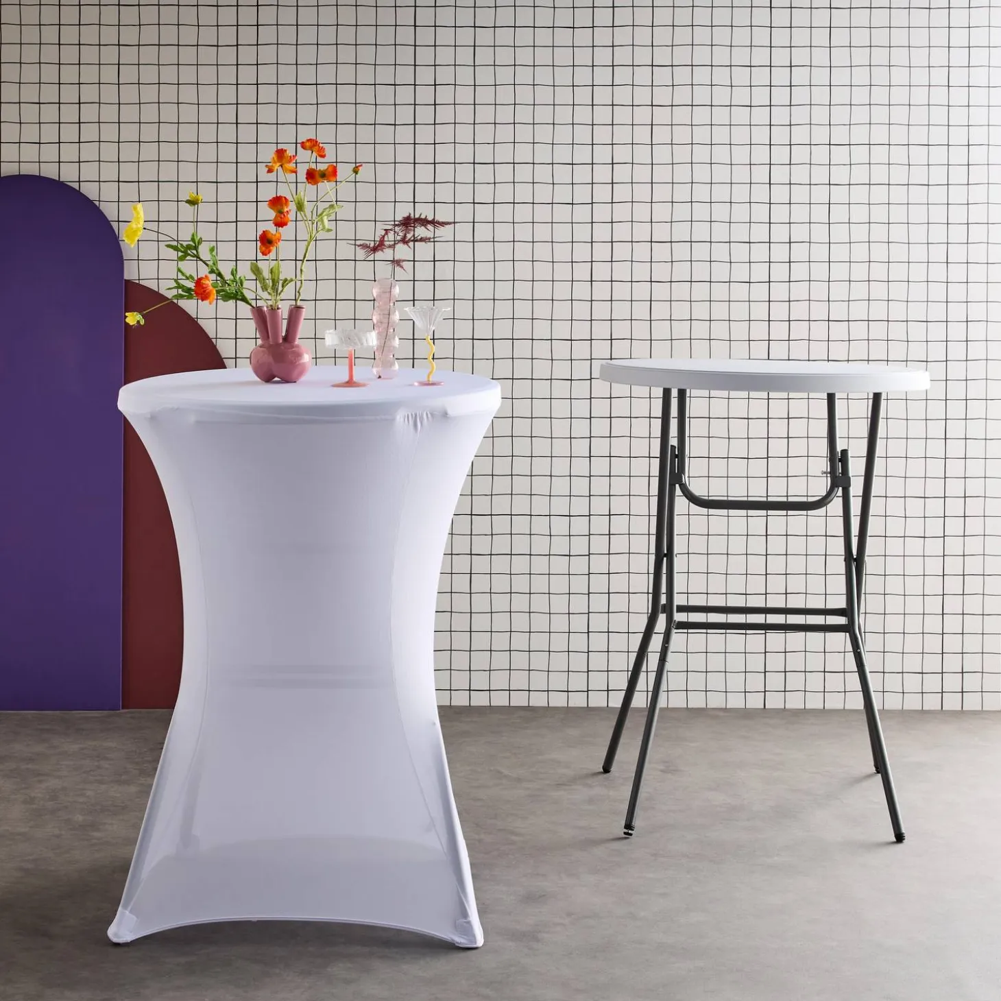 Mesa alta plegable con funda protectora para eventos, set de 2