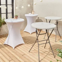 Mesa alta plegable con funda protectora para eventos, set de 2