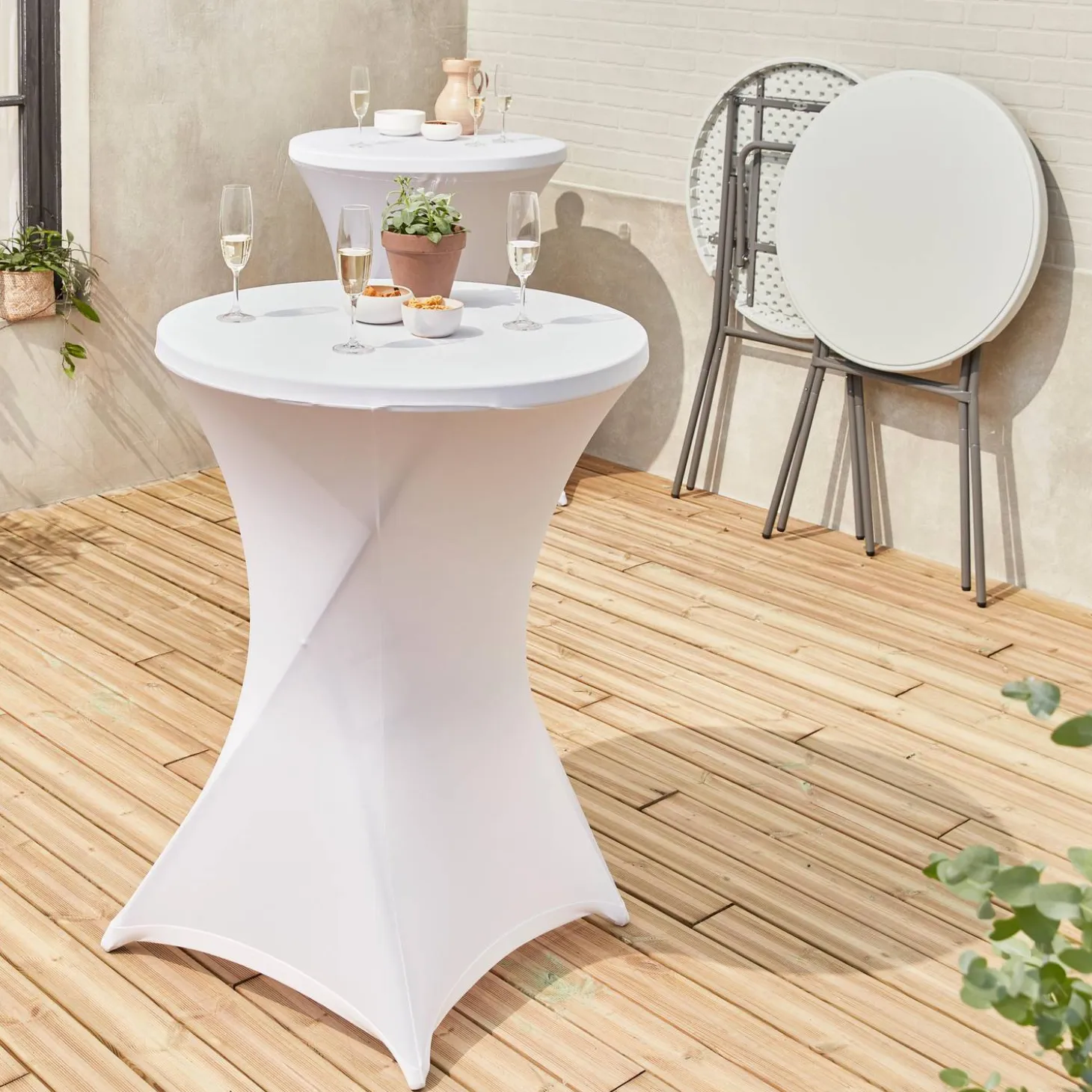 Mesa alta plegable con funda protectora para eventos, set de 2