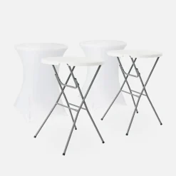 Mesa alta plegable con funda protectora para eventos, set de 2