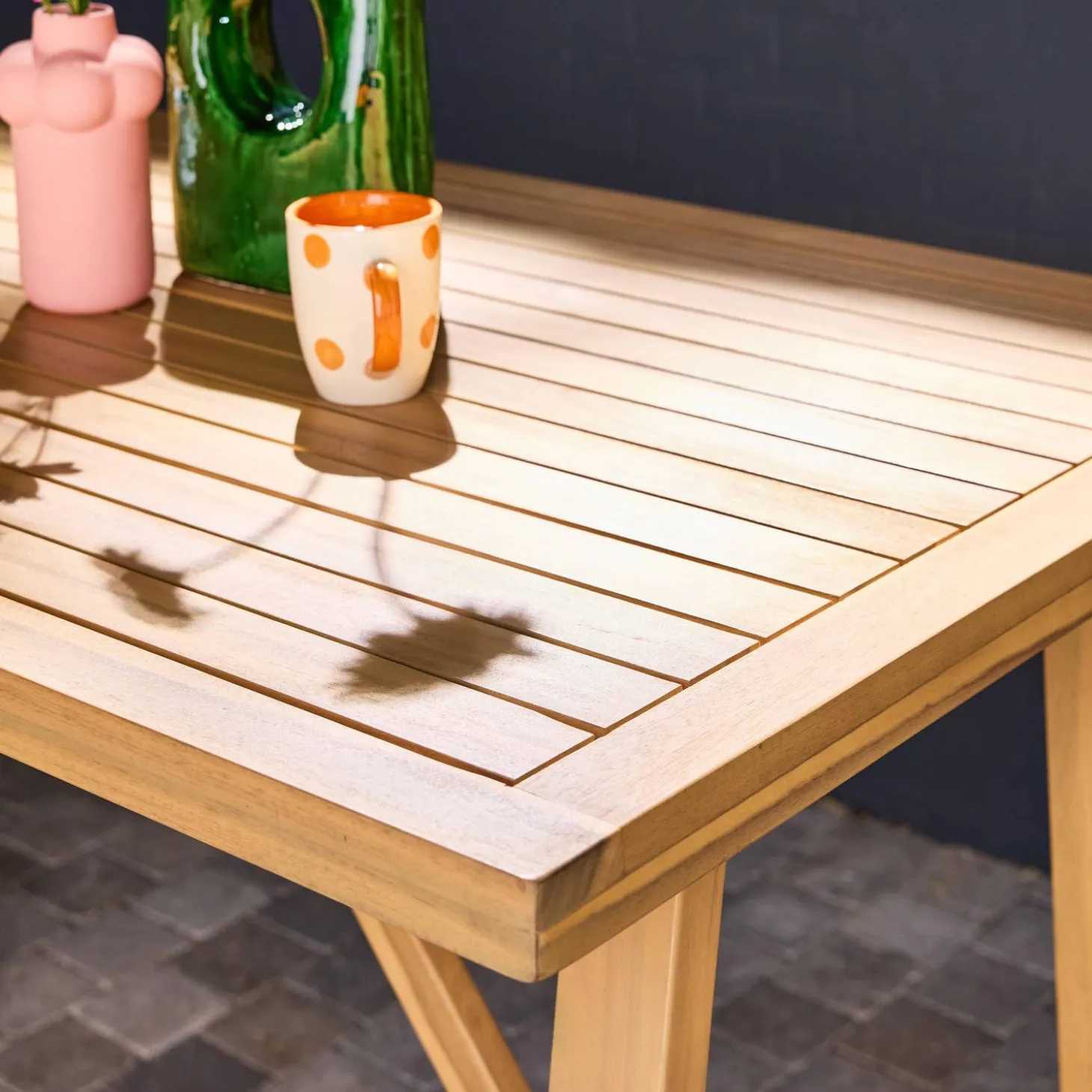 Mesa alta de jardín de madera de acacia, 4 personas