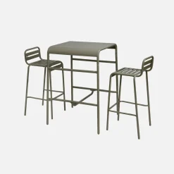 Mesa alta de jardín de metal, 2 plazas