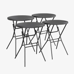 Mesa alta plegable de acero para eventos, set de 4
