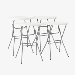 Mesa alta plegable de acero para eventos, set de 4