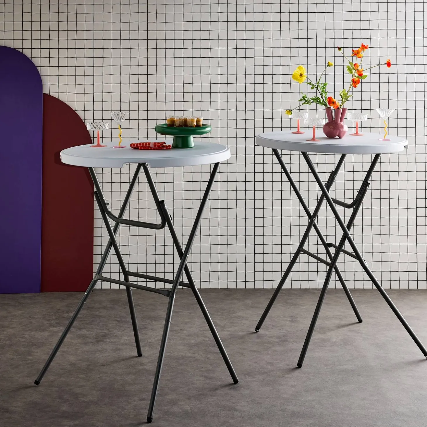 Mesa alta plegable, set de 2