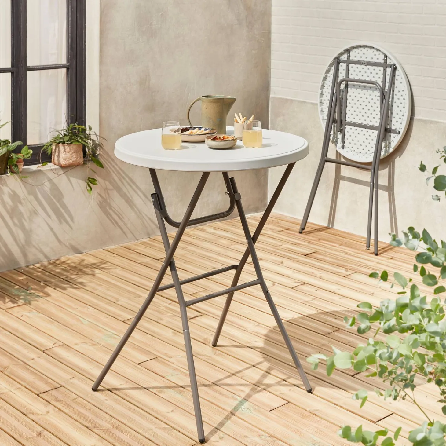 Mesa alta plegable, set de 2