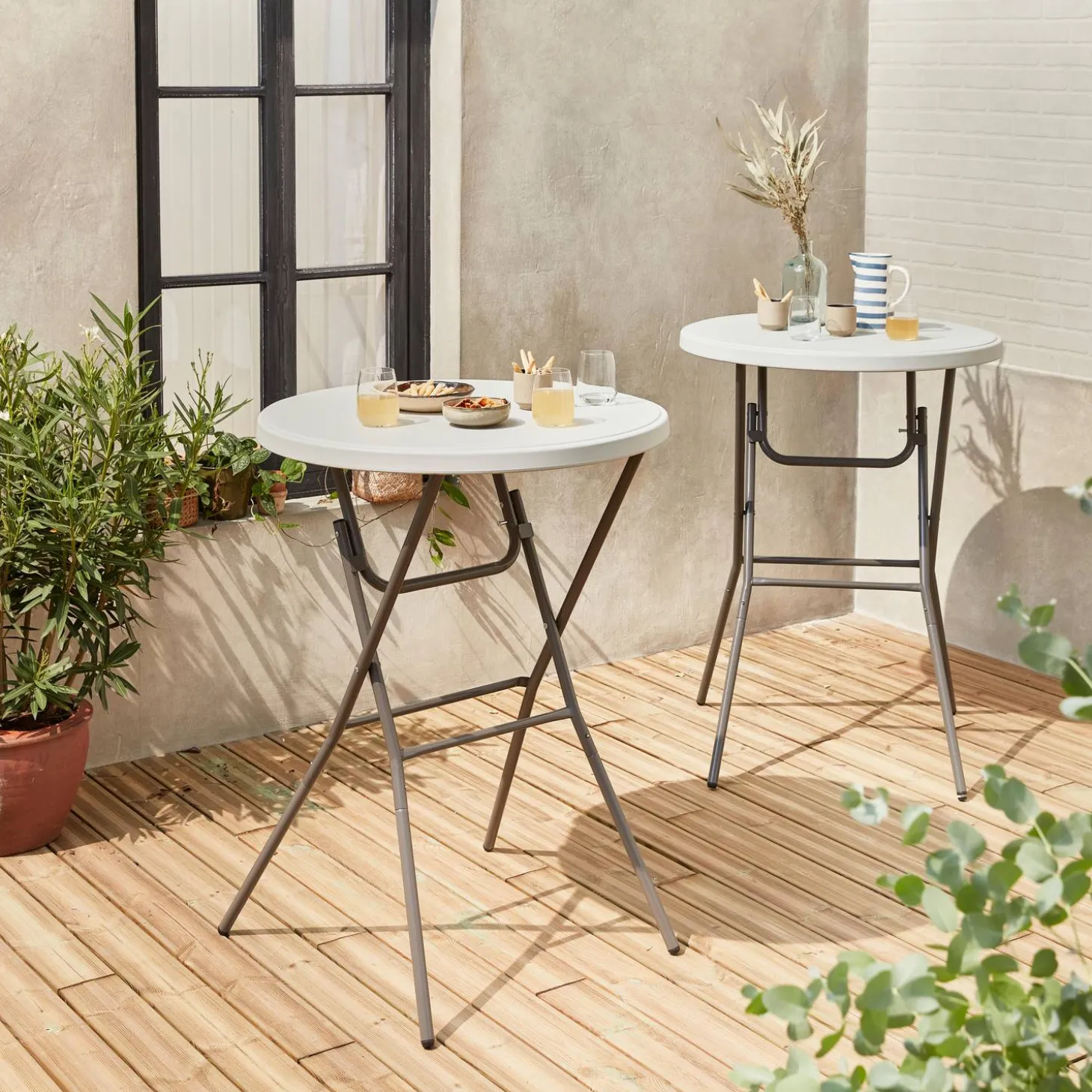Mesa alta plegable, set de 2