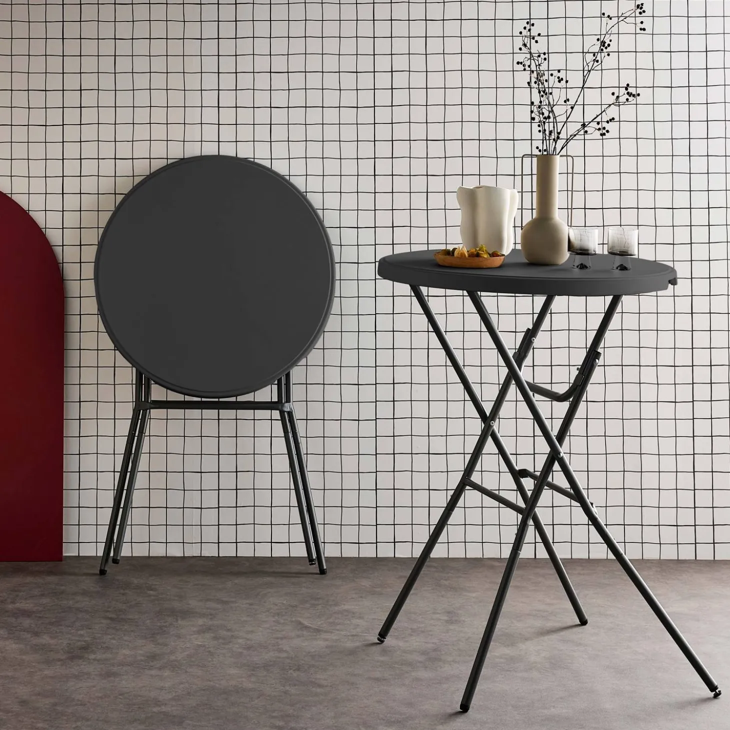 Mesa alta plegable, set de 2