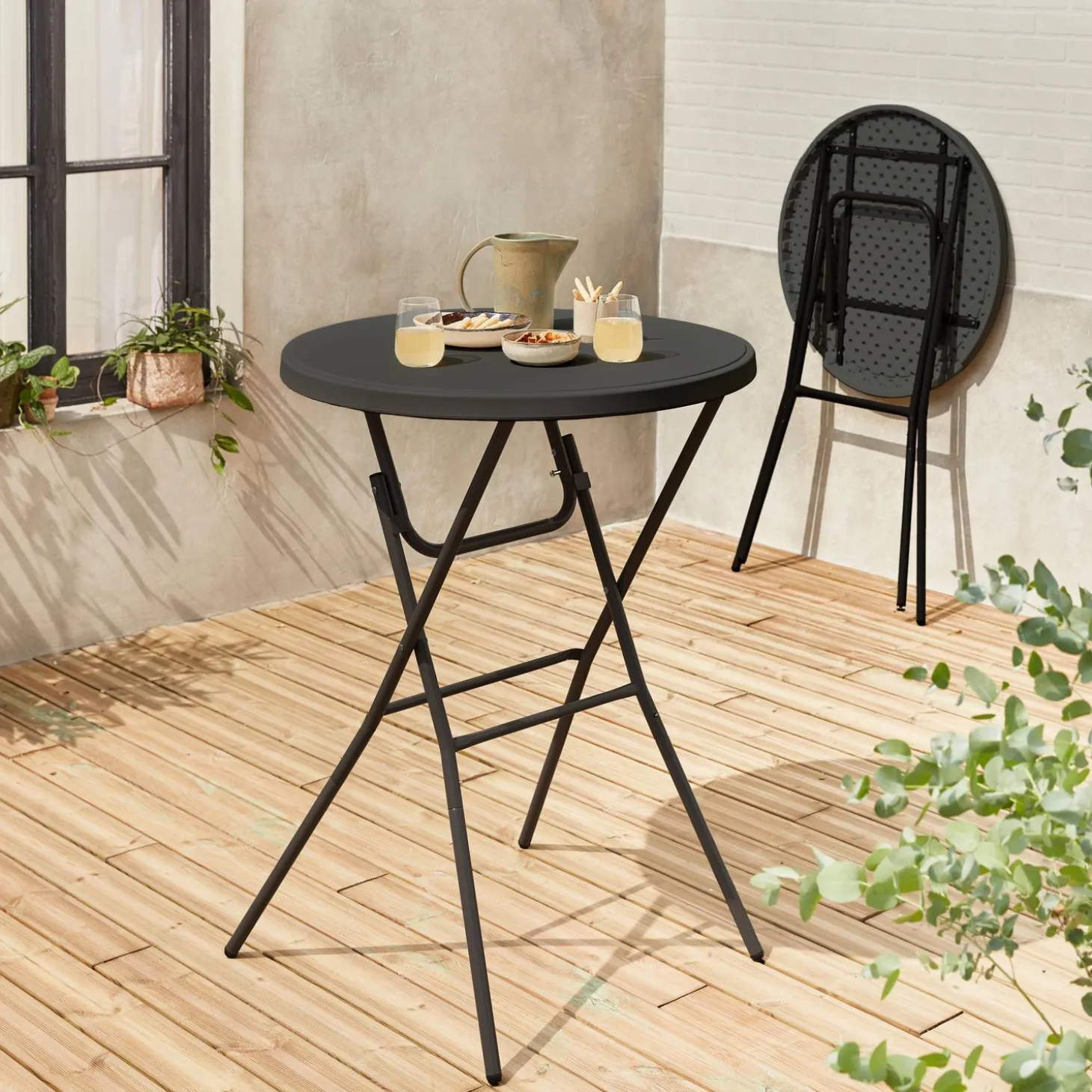 Mesa alta plegable, set de 2