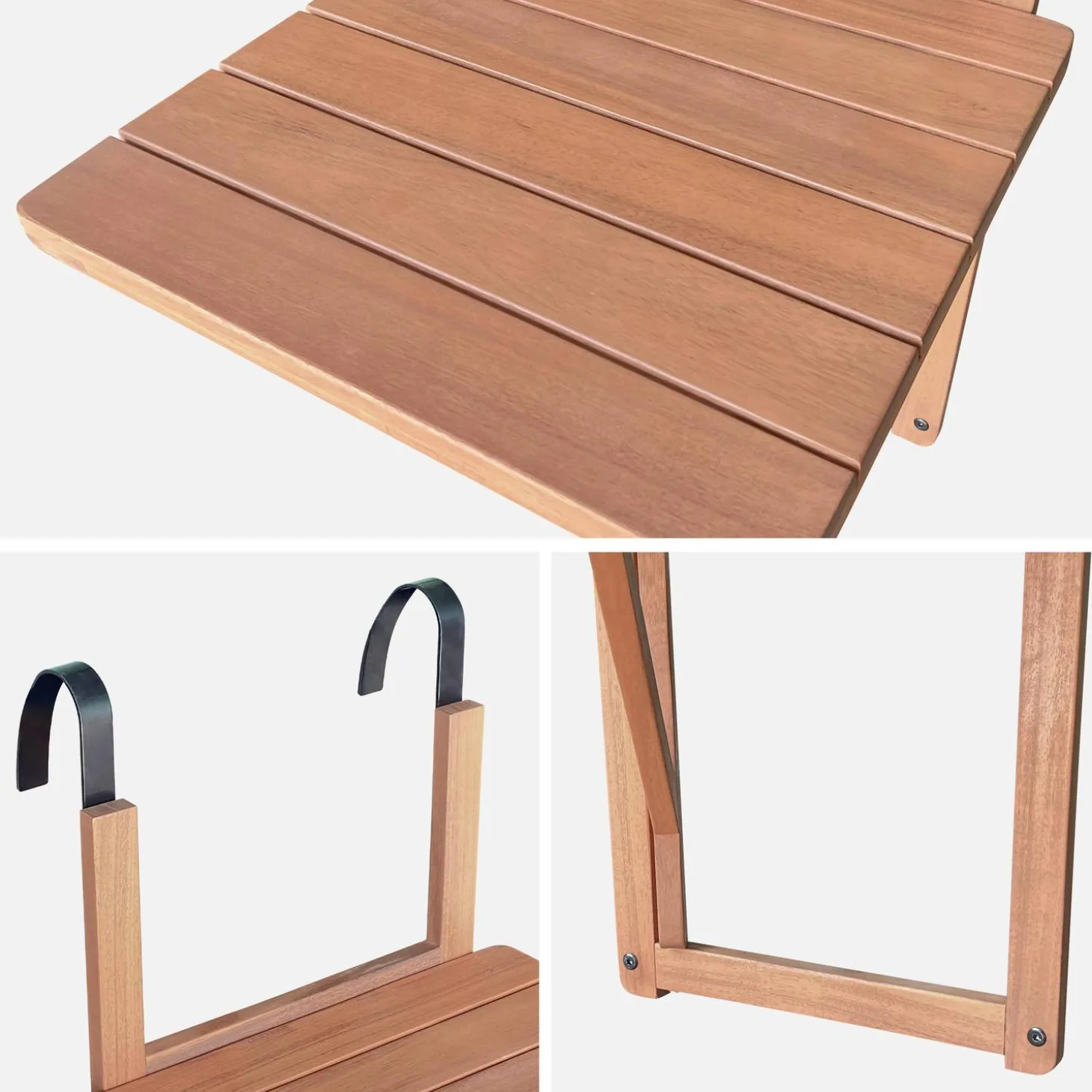 Mesa auxiliar de madera para balcón, plegable