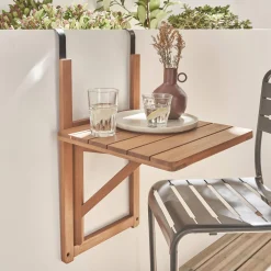 Mesa auxiliar de madera para balcón, plegable