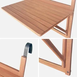 Mesa auxiliar de madera para balcón, plegable