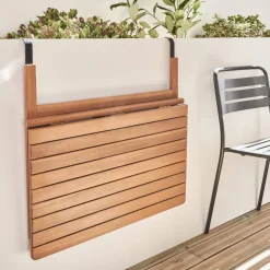 Mesa auxiliar de madera para balcón, plegable