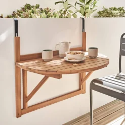 Mesa auxiliar de madera para balcón, plegable