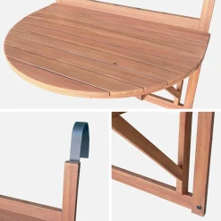 Mesa auxiliar de madera para balcón, plegable