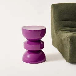 Mesa auxiliar, extremo del sofá, mesita de metal efecto glassy