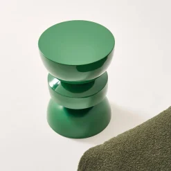 Mesa auxiliar, extremo del sofá, mesita de metal efecto glassy