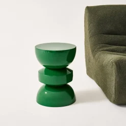 Mesa auxiliar, extremo del sofá, mesita de metal efecto glassy