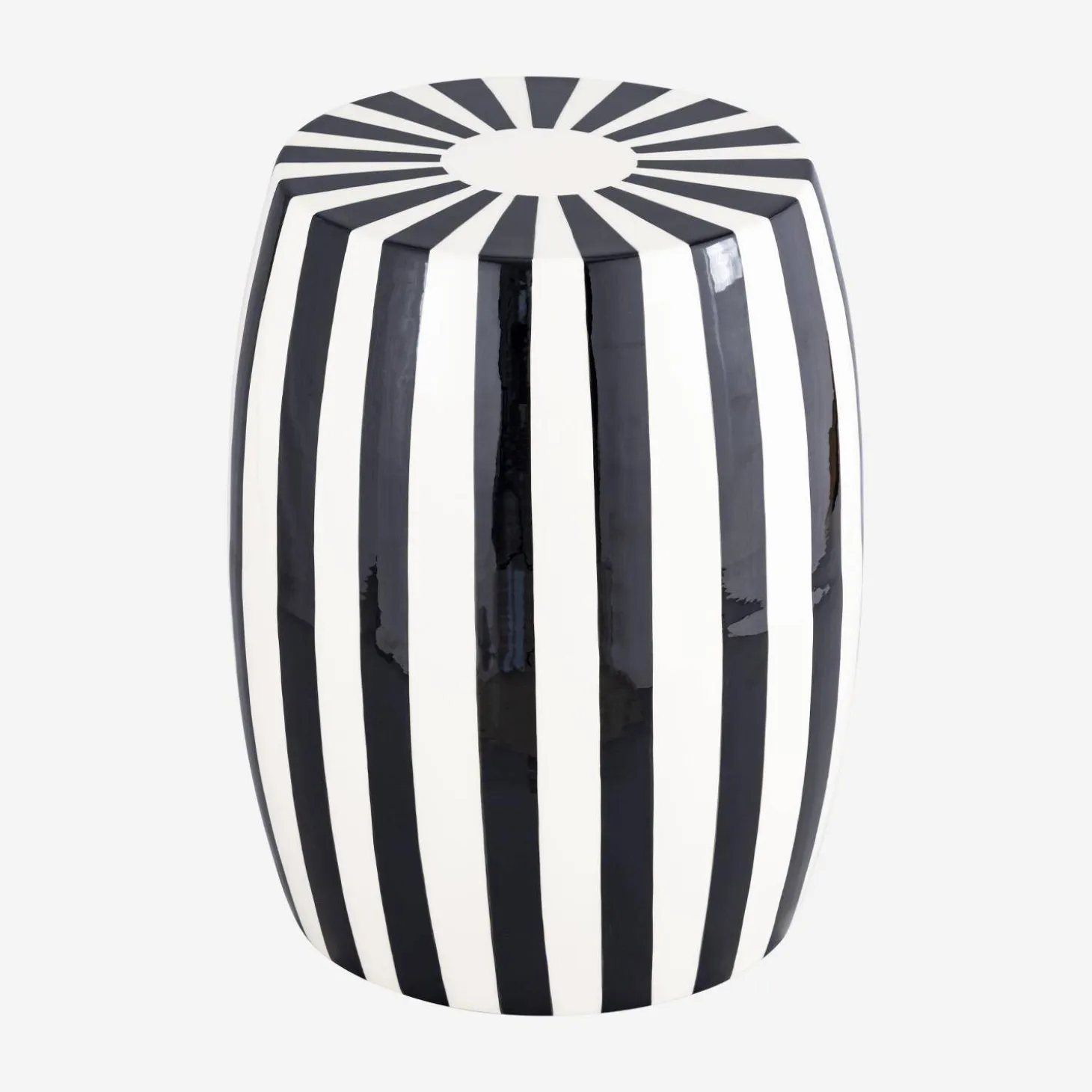 Mesa auxiliar, mesa de noche de acero esmaltado, rayas bicolores