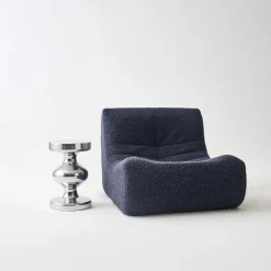 Mesa auxiliar, mesa de sofá, mesita de noche de acero inoxidable, Ø29,5 x H48,5cm