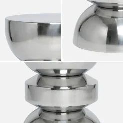 Mesa auxiliar, mesa de sofá, mesita de noche de acero inoxidable, Ø32 x H43,5cm