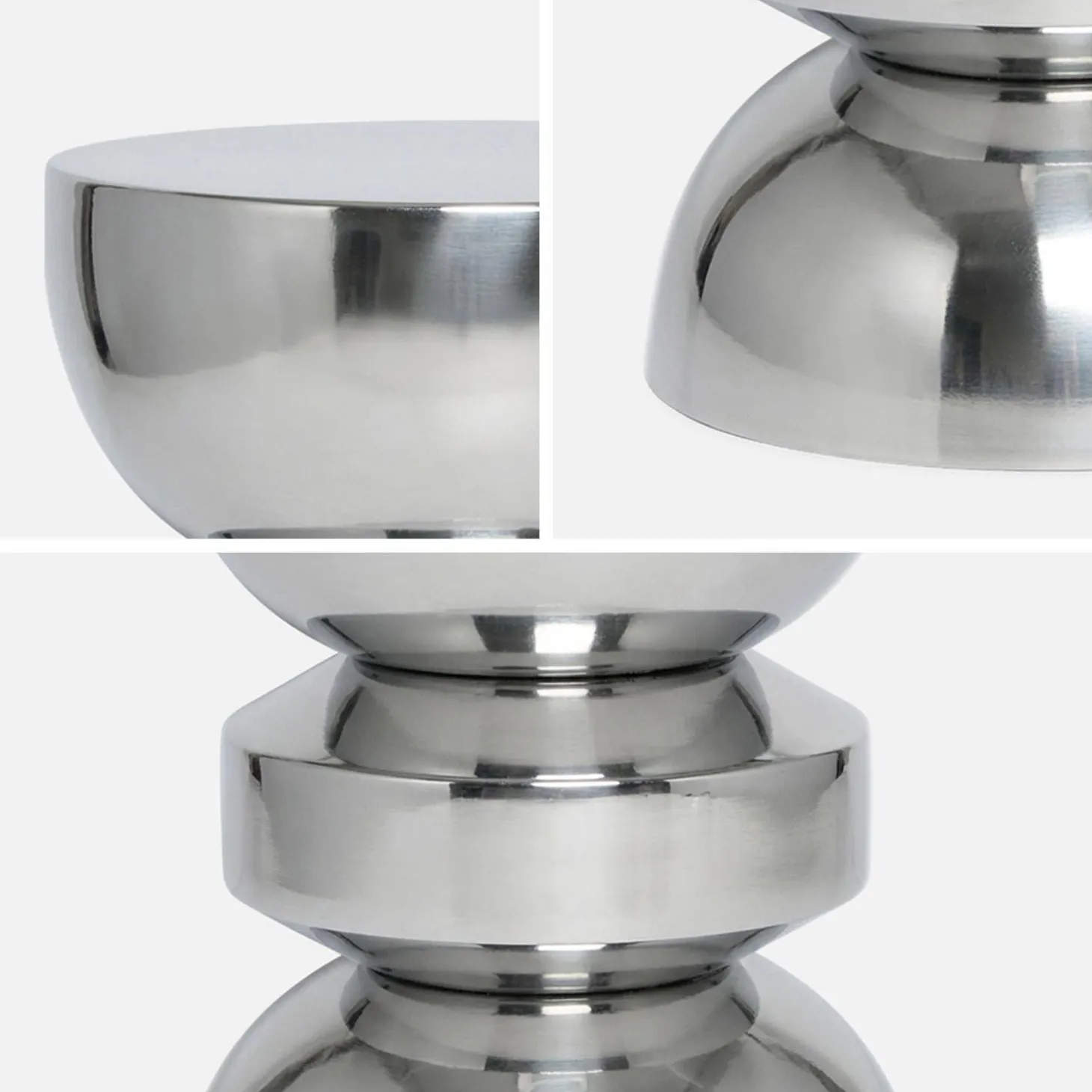 Mesa auxiliar, mesa de sofá, mesita de noche de acero inoxidable, Ø32 x H43,5cm