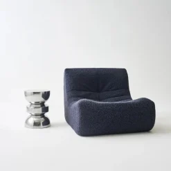 Mesa auxiliar, mesa de sofá, mesita de noche de acero inoxidable, Ø32 x H43,5cm