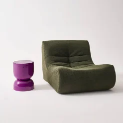 Mesa auxiliar, mesa lateral de sofá, mesita metálica efecto brillante