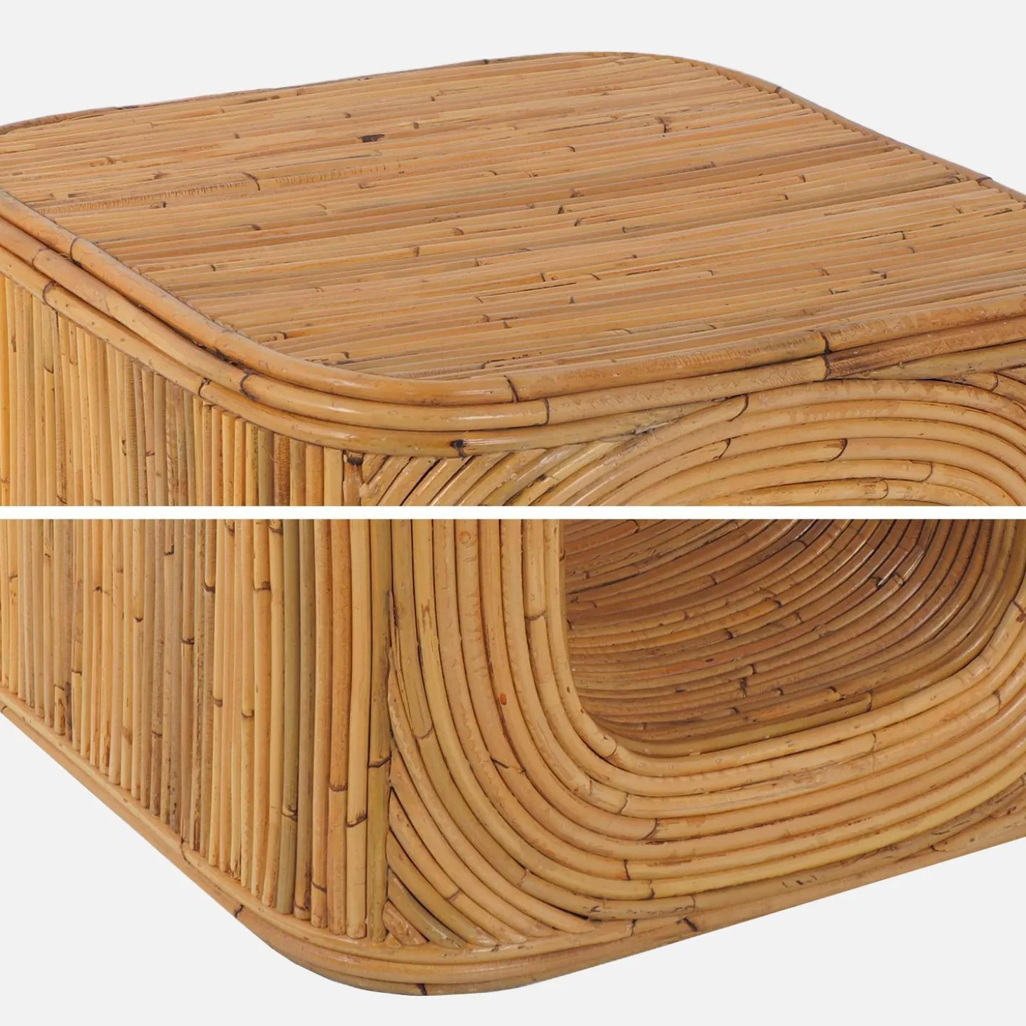 Mesa auxiliar, mesita de noche de ratán natural