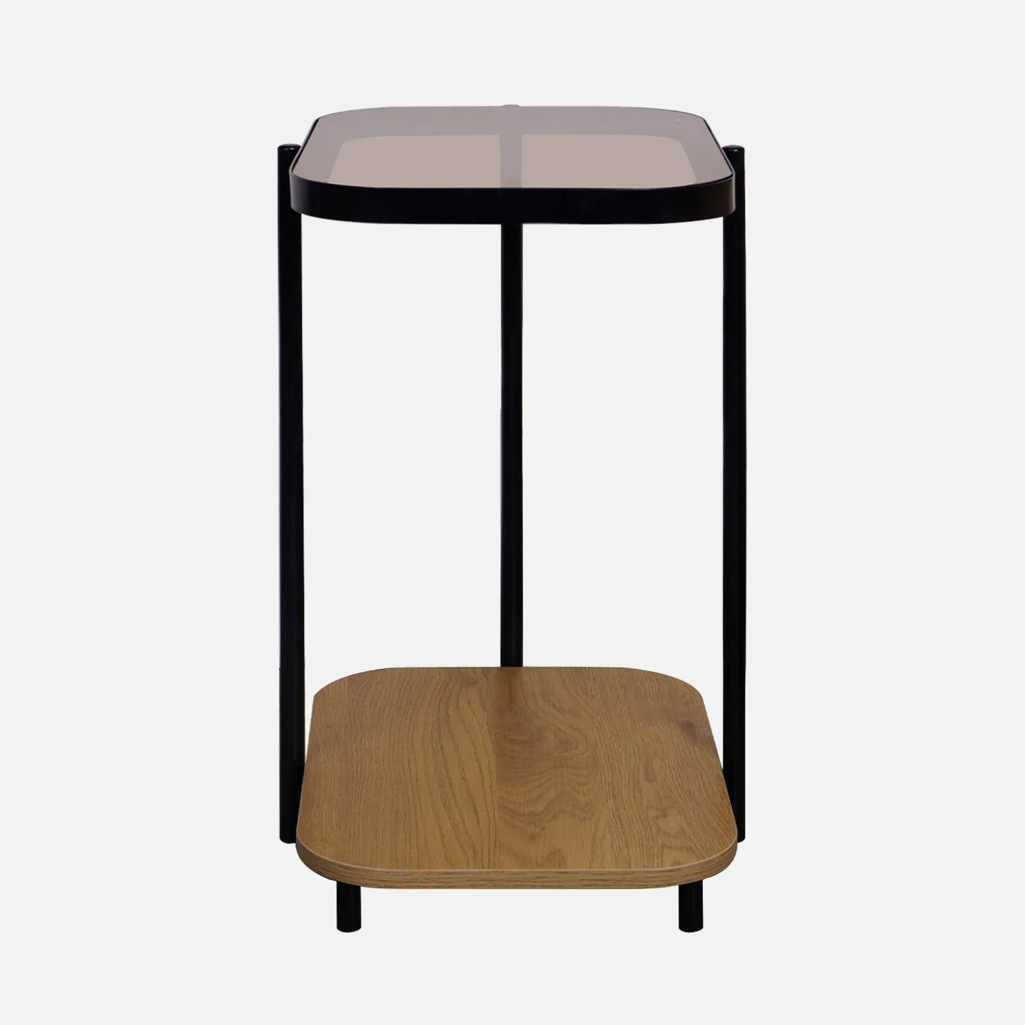Mesa auxiliar vintage de metal negro con 2 tableros