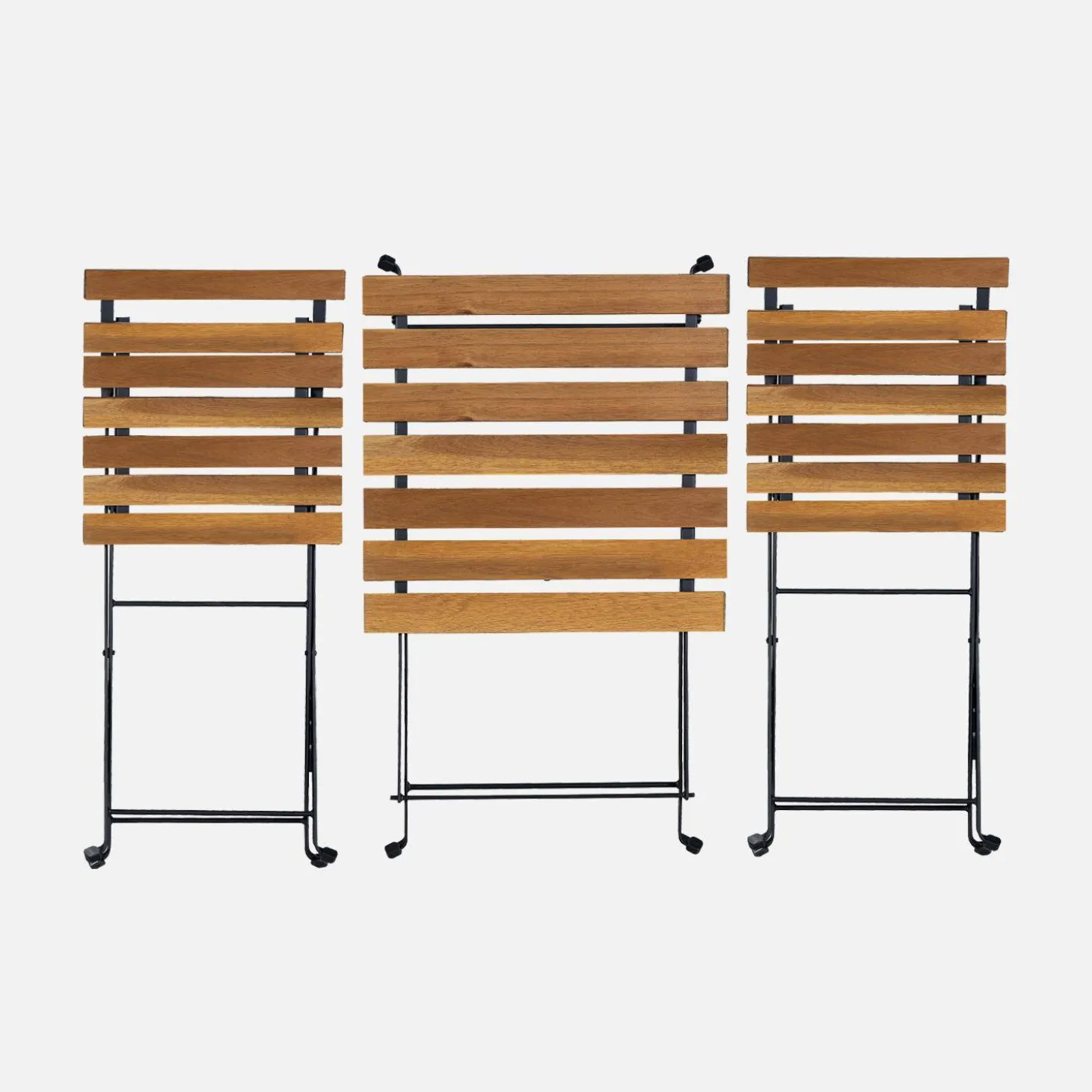 Mesa bistro plegable madera y metal con 2 sillas
