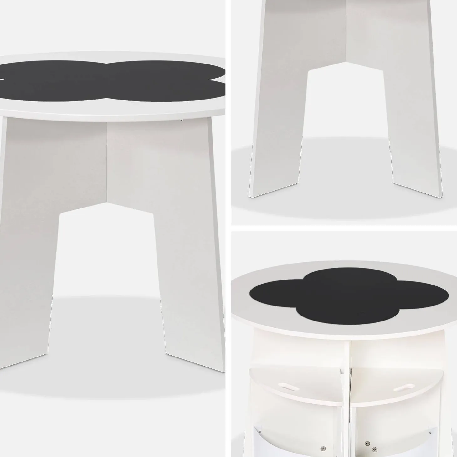 Mesa con pizarra y 4 sillas con almacenaje para niños