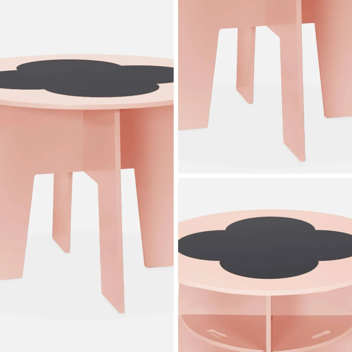 Mesa con pizarra y 4 sillas con almacenaje para niños