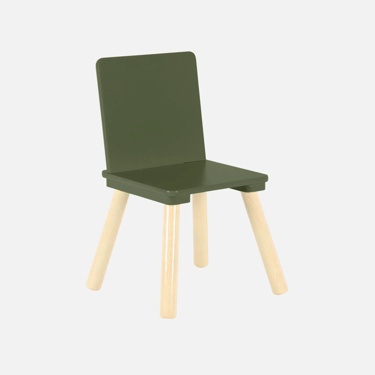 Mesa cuadrada infantil de madera de pino, 2 sillas