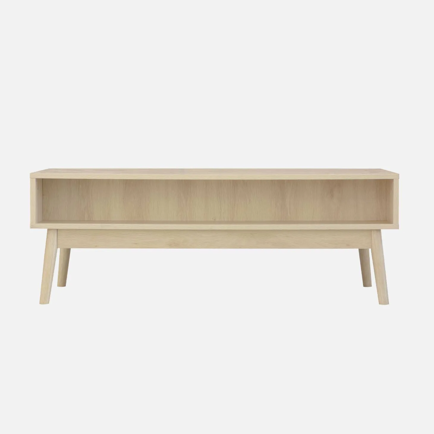 Mesa de centro con decoración de madera, 1 cajón