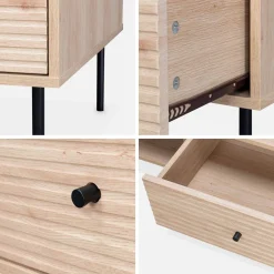 Mesa de centro con decoración de madera acanalada