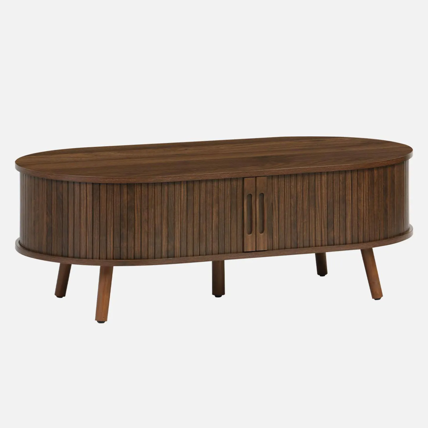 Mesa de centro con puertas correderas y efecto madera