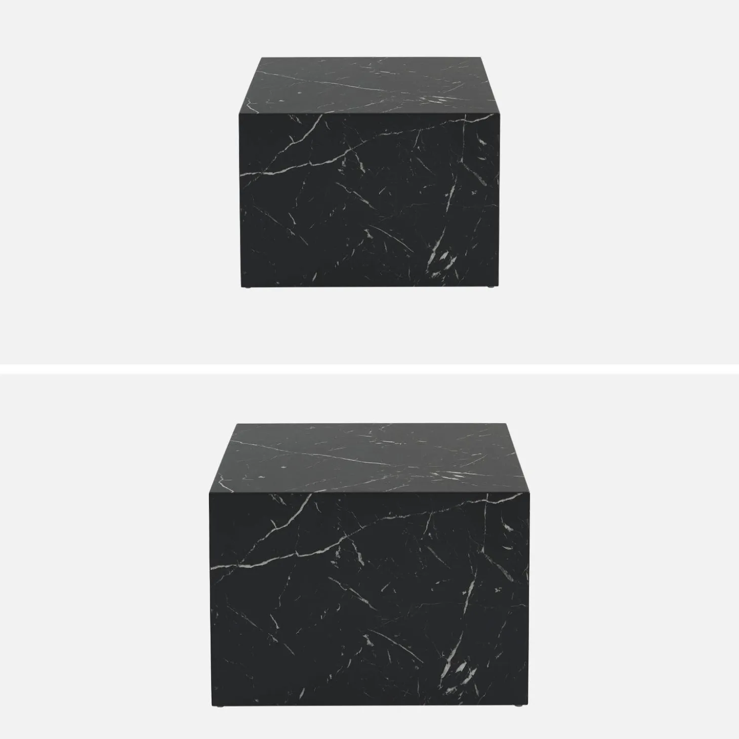 Mesa de centro cuadrada con efecto mármol, set de 2