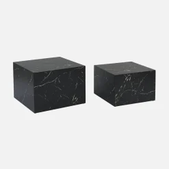 Mesa de centro cuadrada con efecto mármol, set de 2