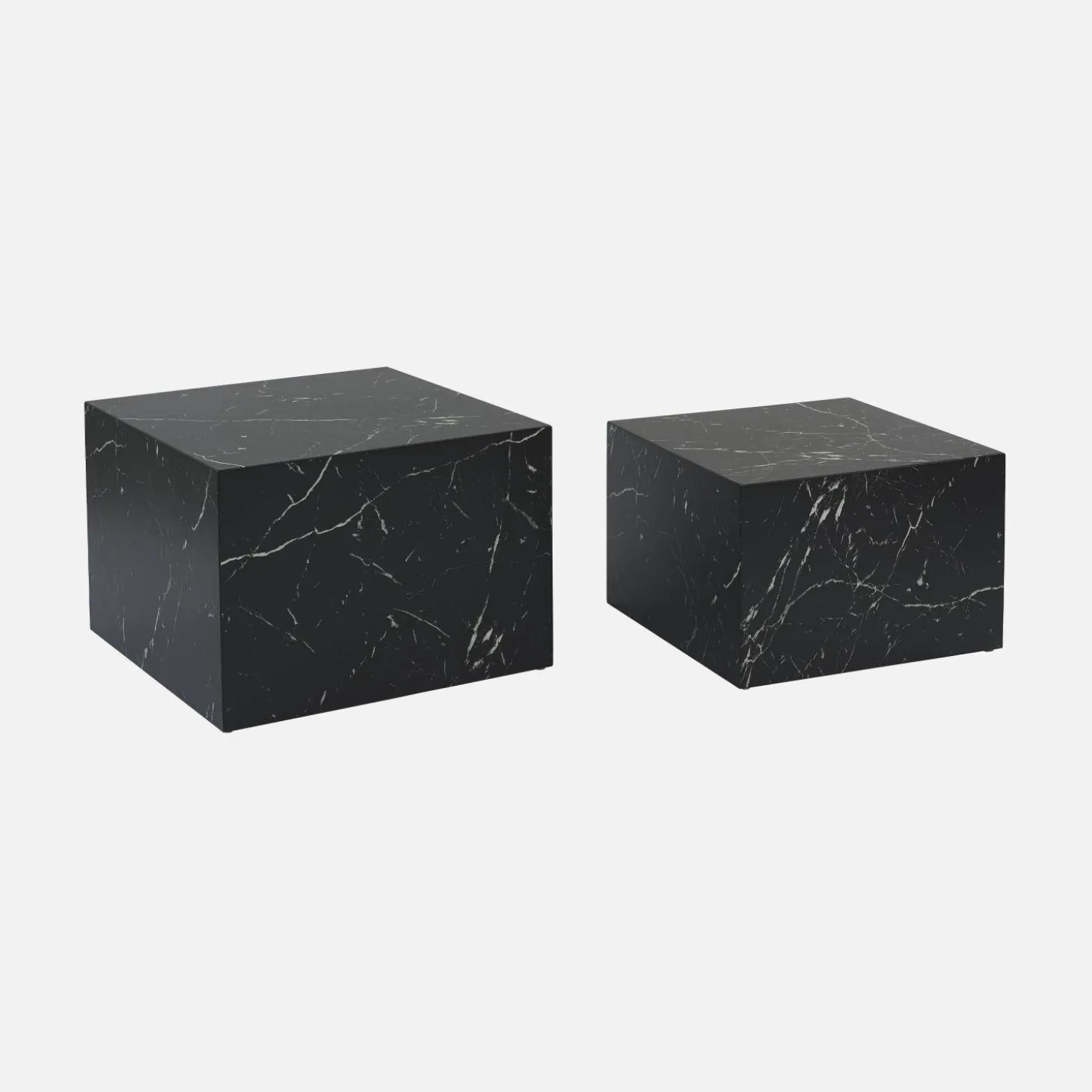 Mesa de centro cuadrada con efecto mármol, set de 2