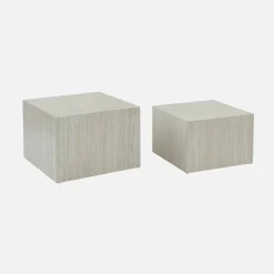 Mesa de centro cuadrada con efecto mármol, set de 2
