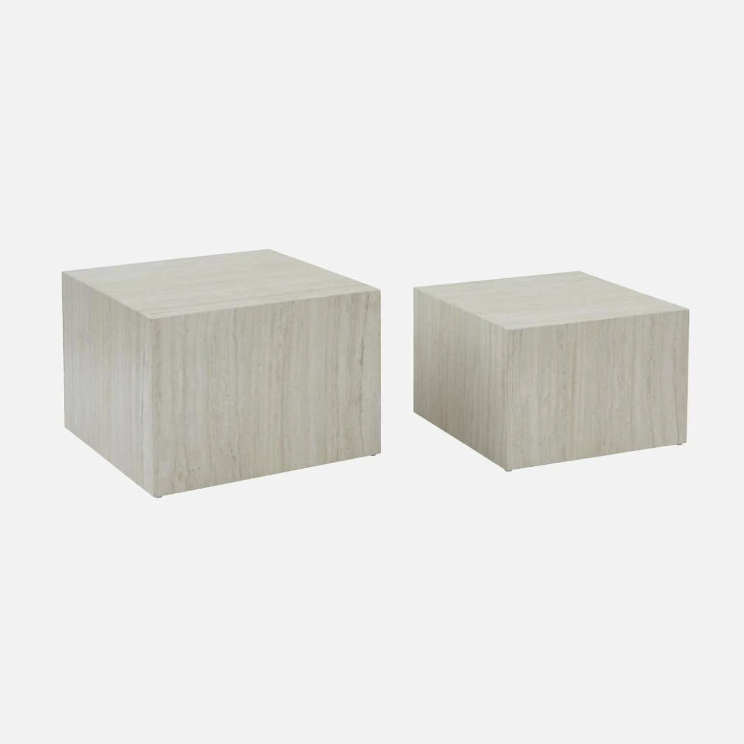 Mesa de centro cuadrada con efecto mármol, set de 2