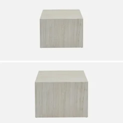 Mesa de centro cuadrada con efecto mármol, set de 2