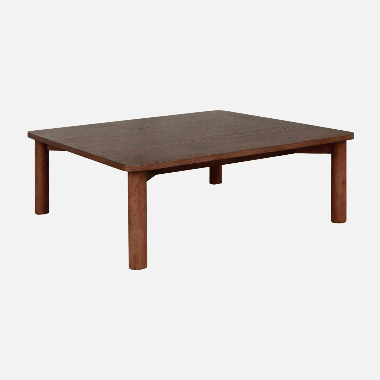 Mesa de centro cuadrada de madera de hevea con chapa de roble