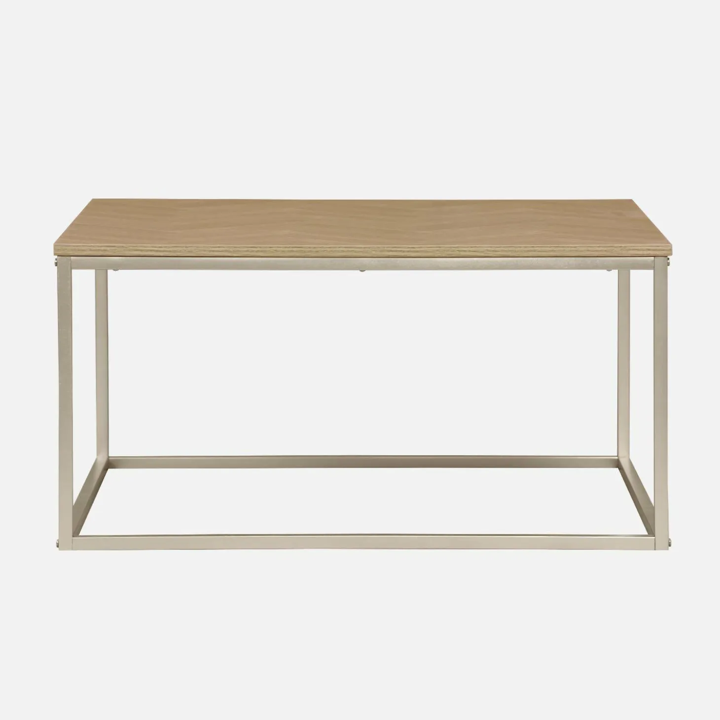 Mesa de centro de efecto madera con dibujo de espiga