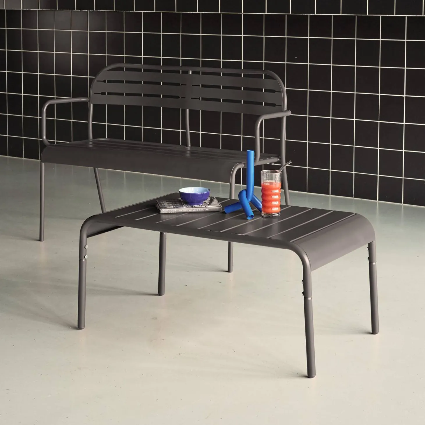 Mesa de centro de jardín bistró de acero, 90cm