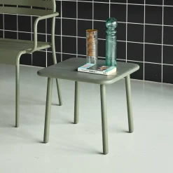 Mesa de centro de jardín bistró cuadrada de acero, 45 cm