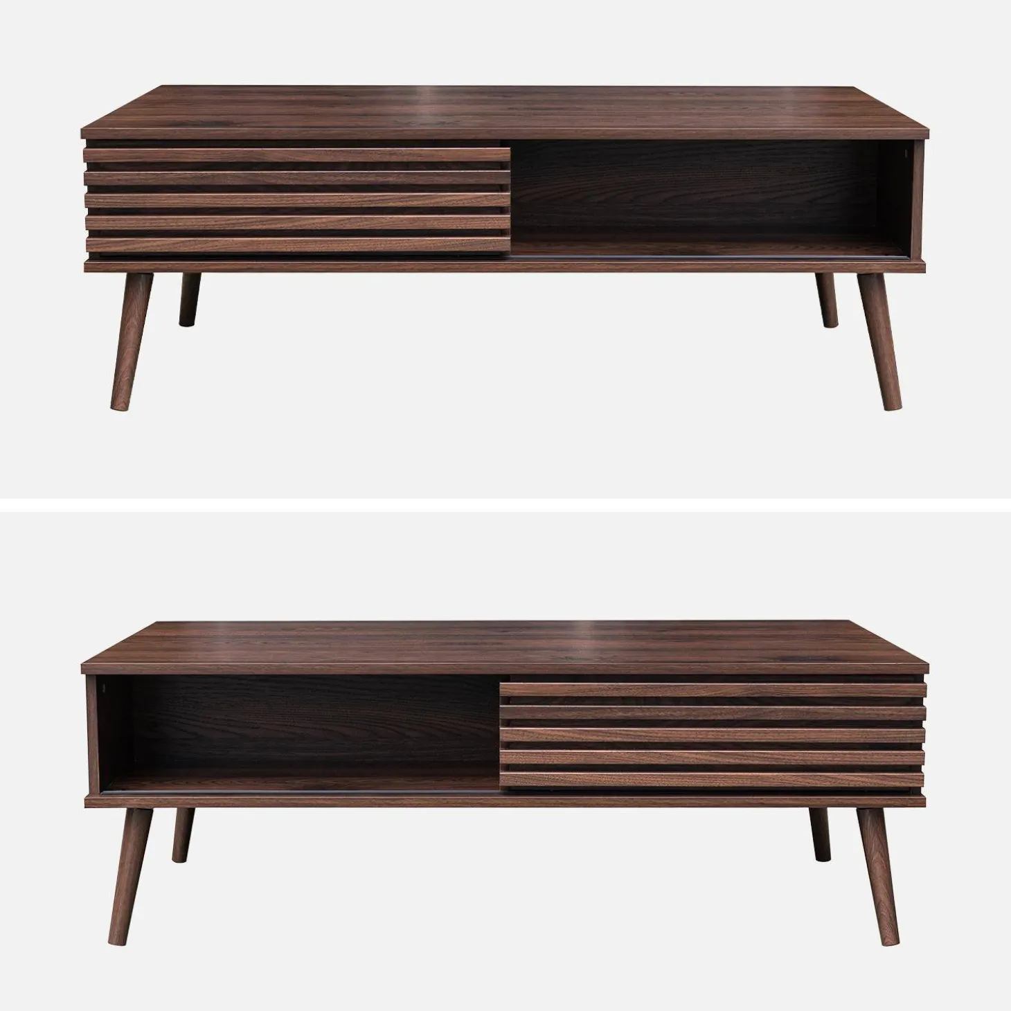 Mesa de centro escandinava con puertas correderas