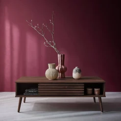 Mesa de centro escandinava con puertas correderas