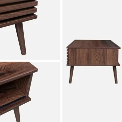 Mesa de centro escandinava con puertas correderas